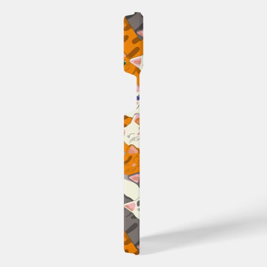 Gember wit zwart kat diagonaal patroon iPhone hoesje (Rechterkant)