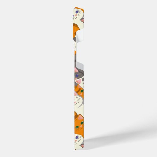 Gember wit zwart kat diagonaal patroon iPhone hoesje (Linkerkant)