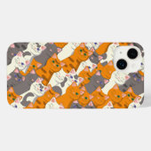 Gember wit zwart kat diagonaal patroon iPhone hoesje (Achterkant horizontaal)