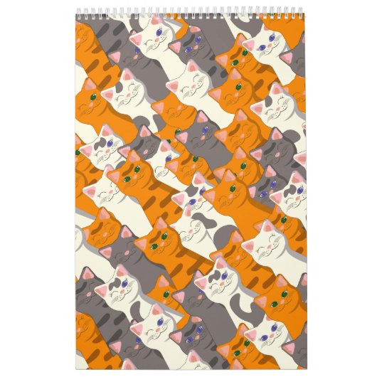 Gember wit zwart kat diagonaal patroon kalender (Hoes)
