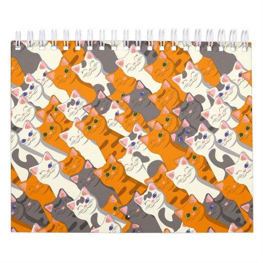 Gember wit zwart kat diagonaal patroon kalender (Hoes)