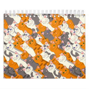 Gember wit zwart kat diagonaal patroon kalender