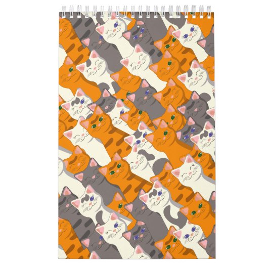 Gember wit zwart kat diagonaal patroon kalender (Hoes)