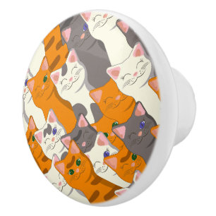 Gember wit zwart kat diagonaal patroon keramische knop