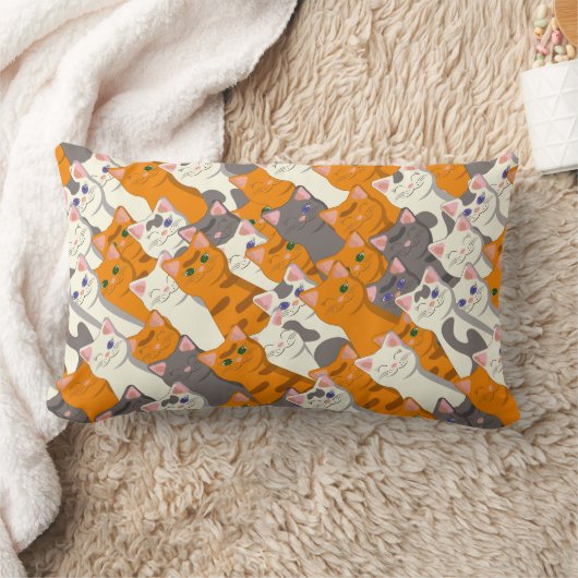 Gember wit zwart kat diagonaal patroon kussen (Deken)