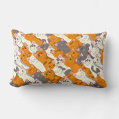 Gember wit zwart kat diagonaal patroon kussen (Voorkant)