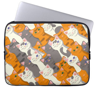 Gember wit zwart kat diagonaal patroon laptop sleeve