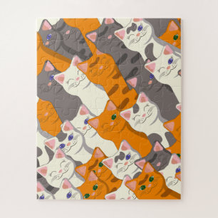 Gember wit zwart kat diagonaal patroon legpuzzel