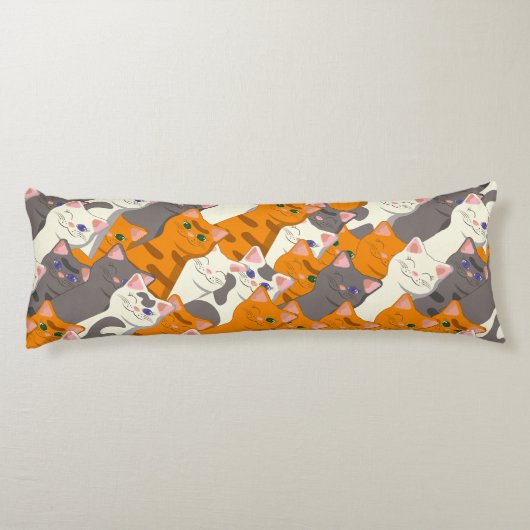Gember wit zwart kat diagonaal patroon lichaamskussen (Achterkant)