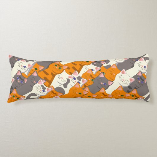 Gember wit zwart kat diagonaal patroon lichaamskussen (Voorkant)