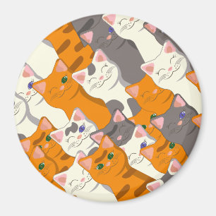 Gember wit zwart kat diagonaal patroon magneet