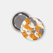 Gember wit zwart kat diagonaal patroon magneet (Voorkant / Achterkant)