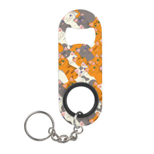 Gember wit zwart kat diagonaal patroon mini flessenopener