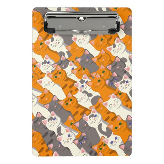 Gember wit zwart kat diagonaal patroon mini klembord (Voorkant)