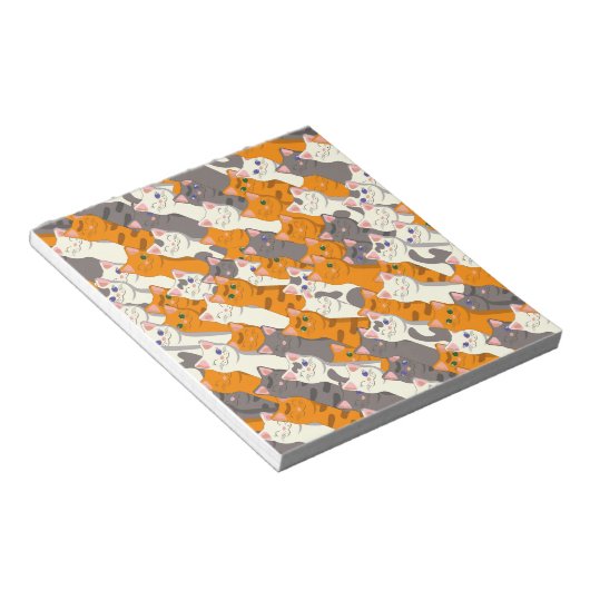 Gember wit zwart kat diagonaal patroon notitieblok (Schuin)