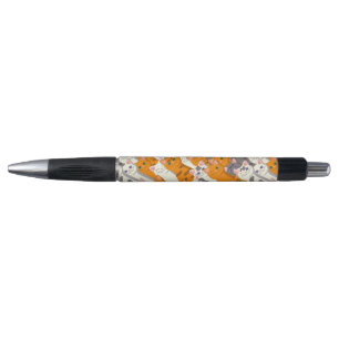 Gember wit zwart kat diagonaal patroon pen