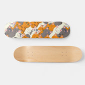 Gember wit zwart kat diagonaal patroon persoonlijk skateboard (Horizontaal)