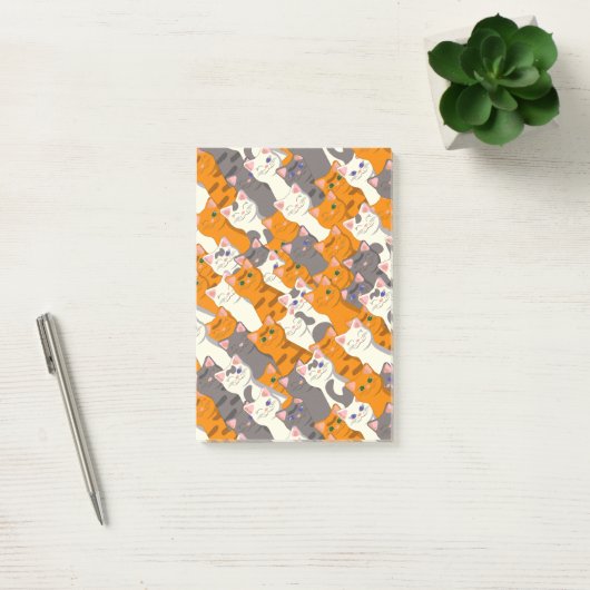 Gember wit zwart kat diagonaal patroon post-it® notes (Kantoor)