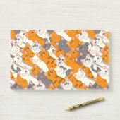 Gember wit zwart kat diagonaal patroon post-it® notes (Op bureau)