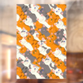 Gember wit zwart kat diagonaal patroon raamsticker (Vel 2)