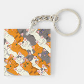 Gember wit zwart kat diagonaal patroon sleutelhanger (Achterkant)