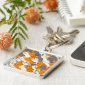 Gember wit zwart kat diagonaal patroon sleutelhanger (Zijkant)