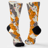 Gember wit zwart kat diagonaal patroon sokken (Gebogen)