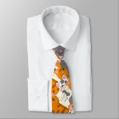 Gember wit zwart kat diagonaal patroon stropdas (Gebonden)