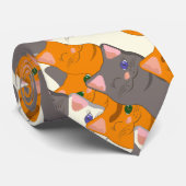 Gember wit zwart kat diagonaal patroon stropdas (Opgerold)