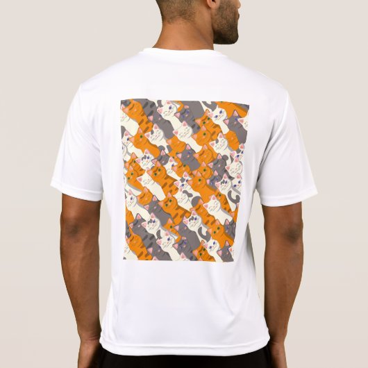 Gember wit zwart kat diagonaal patroon t-shirt (Achterkant)