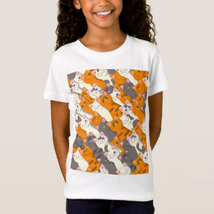 Gember wit zwart kat diagonaal patroon t-shirt