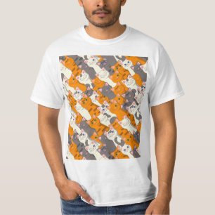 Gember wit zwart kat diagonaal patroon t-shirt