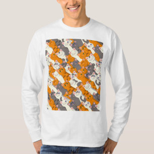Gember wit zwart kat diagonaal patroon t-shirt