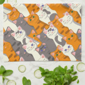 Gember wit zwart kat diagonaal patroon theedoek (Gevouwen)