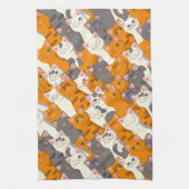 Gember wit zwart kat diagonaal patroon theedoek (Verticaal)