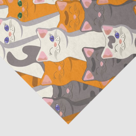 Gember wit zwart kat diagonaal patroon tissuepapier (Detail)