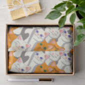 Gember wit zwart kat diagonaal patroon tissuepapier (Geschenk)