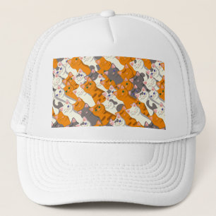 Gember wit zwart kat diagonaal patroon trucker pet