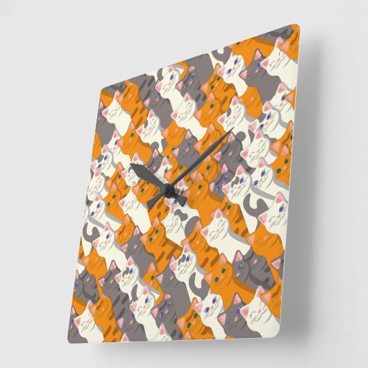 Gember wit zwart kat diagonaal patroon vierkante klok (Hoek)