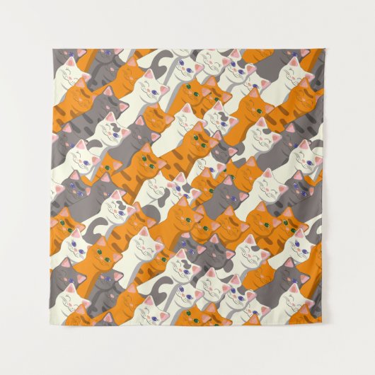 Gember wit zwart kat diagonaal patroon wandkleed (Voorkant (horizontaal))