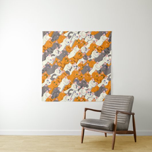 Gember wit zwart kat diagonaal patroon wandkleed (In Situ (horizontaal))