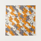 Gember wit zwart kat diagonaal patroon wandkleed (Voorkant)