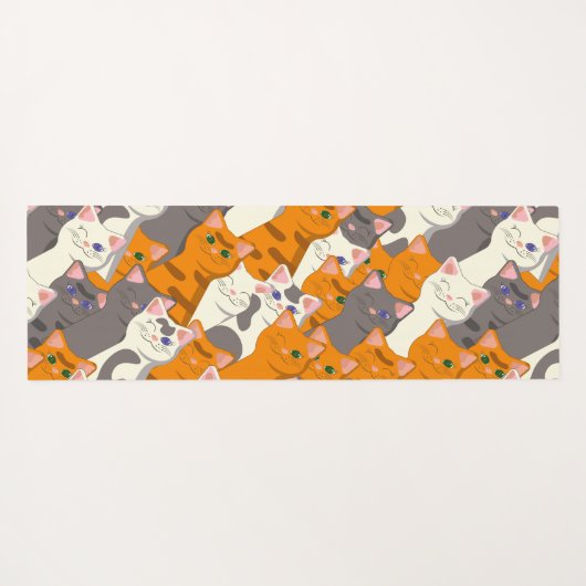 Gember wit zwart kat diagonaal patroon yogamat (Achterkant (horizontaal))