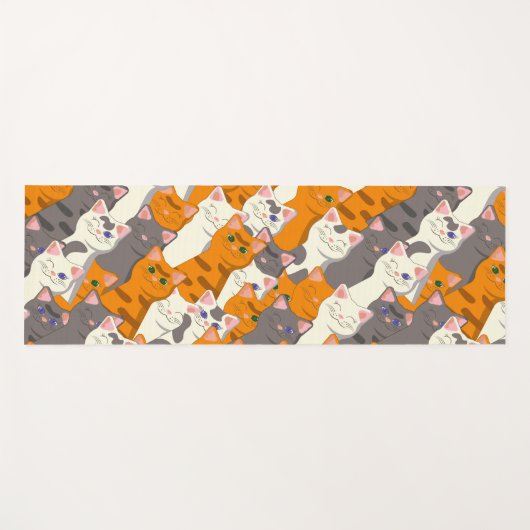 Gember wit zwart kat diagonaal patroon yogamat (Voorkant (horizontaal))