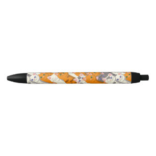 Gember wit zwart kat diagonaal patroon zwarte inkt pen