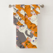 Gember witte zwarte kat diagonaal patroon bad handdoek (Insitu)