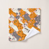 Gember witte zwarte kat diagonaal patroon bad handdoek (Wasdoekje)