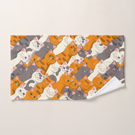 Gember witte zwarte kat diagonaal patroon bad handdoek (Handdoek)