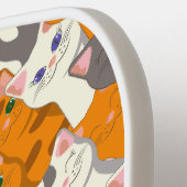 Gember witte zwarte kat diagonaal patroon pickleball paddle (Links Detail)