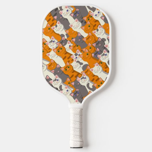 Gember witte zwarte kat diagonaal patroon pickleball paddle (Voorkant)